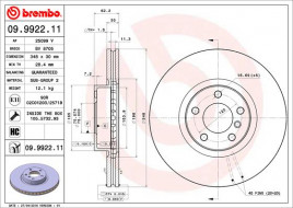 Тормозной диск BREMBO 09.9922.11