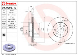 Тормозной диск BREMBO 09.9998.10