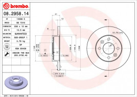 Тормозной диск BREMBO 08.2958.14