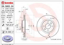 Тормозной диск BREMBO 09.5802.21