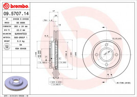 Тормозной диск BREMBO 09.5707.14
