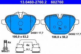 Комплект тормозных колодок, дисковый тормоз ATE 13.0460-2760.2