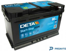 Батарея аккумуляторная Deta, 12В 80А/ч DK800