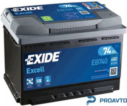 Автомобильный аккумулятор Exide "Excell", 12в 74а/ч EB740