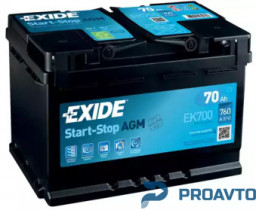 Автомобильный аккумулятор Exide "Micro-Hybrid AGM", 12в 70а/ч EK700