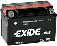 Мото аккумулятор Exide Bike AGM, 12В 8А/ч YTX9-BS