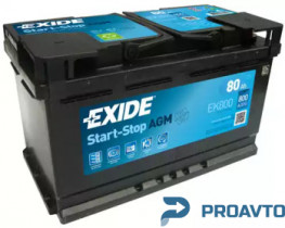 Автомобильный аккумулятор Exide "Micro-Hybrid AGM", 12в 80а/ч EK800