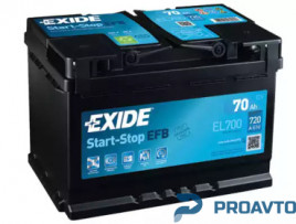 Автомобильный аккумулятор Exide "Maintenance", 12в 70а/ч EL700