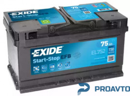 Автомобильный аккумулятор Exide "Maintenance", 12В 75А/ч EL752