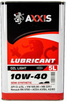 Масло моторное полусинтетичесское Axxis DZL Light 10W-40 5л. AX-2178