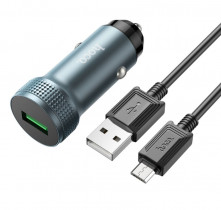 Автомобильное зарядное устройство HOCO Z49A Level single port QC3.0 18W (Micro) Metal Gray
