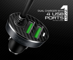 Автомобильное зарядное устройство CHAROME C7 4-Port Front and Back Seat Car Charger Black