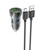 Автомобильное зарядное устройство HOCO Z47 Transparent Discovery Edition QC3.0 18W (Type-C) Transparent Black