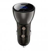 Автомобильное зарядное устройство ACEFAST B10 metal car charger 60W (USB-C+USB-C) with digital display Black