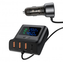 Автомобильное зарядное устройство для ACEFAST B11 138W Car Charger Splitter with Digital Display Black