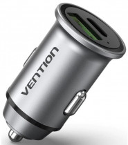 Автомобильное зарядное устройство Vention Two-Port USB A+C(18/20) Car Charger Gray Mini Style Aluminium Alloy Type