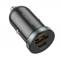 Автомобильное зарядное устройство BOROFONE BZ22 Scenery dual port PD30W+QC3.0 car charger Black