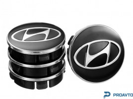 Заглушка колесного диска Vitol Hyundai 60x55  черный металл (4шт.)