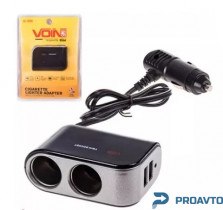 Разветвитель прикуривателя VOIN 2 выхода + 2USB 2100mA 12/24V SC-2069