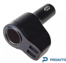 Разветвитель прикуривателя PULSO 1 выход + 2USB 2400mA 12/24V SC-1528С