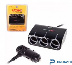 Разветвитель прикуривателя VOIN 3 выхода + 1USB 1000mA 12/24V SC-3073