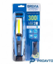 Инспекционная лампа Brevia LED 3W COB + 1W LED 300lm, 2000mAh, microUSB, блистер, 11320