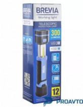 Телескопическая инспекционная лампа Brevia LED 3W COB + 1W LED 300lm, 2000mAh, microUSB, 11340