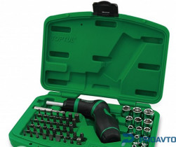 Набор головок торцевых и бит 1/4" с трещоточной отверткой пистолетного типа TOPTUL GAAI5401