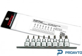 Набор бит пятигранных впрессованных в головку 1/2" TORX T20-T55 с отверстием 8ед. TOPTUL GAAG0806
