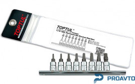 Набор бит пятигранных 1/4" TORX T8-T40 с отверстием 8ед. TOPTUL GAAG0805