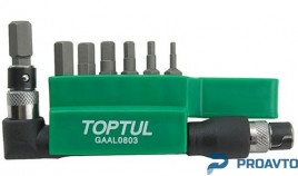Набор бит 1/4" HEX 2-8мм + Гобр.перех. 8ед. TOPTUL GAAL0803