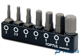 Набор бит 1/4" 7ед. (Hex: 2, 2.5, 3, 4, 5, 6, 8mm) TOPTUL GAAV0701