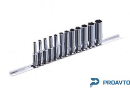 Набор головок длинных 1/4" 12ед. 4~13мм (на планке) TOPTUL GAAQ0802U