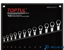 Набор ключей комб. с трещоткой реверсивных 8-19мм в сумке 12ед. TOPTUL GPAQ1203