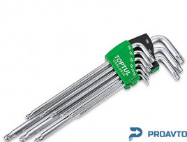 Набор Г-обр. ключей TORX T10-T50 9ед. супердлинных с отверстием и шаром TOPTUL GAAL0928