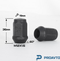 Гайка колесная S&R BLACK OXIDE М12*1.5 (L35), 19, 4103