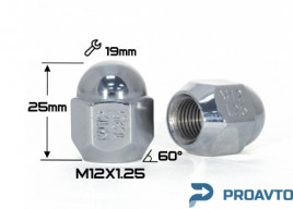 Гайка колесная HARRY CHROME М12*1.25 (L25), 19, 4121