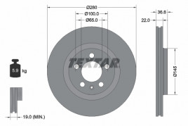 Тормозной диск TEXTAR 92082305
