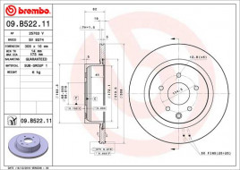 Тормозной диск BREMBO 09B52211