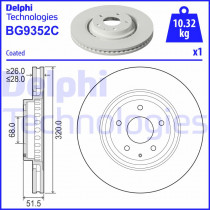 Тормозной диск DELPHI BG9352C