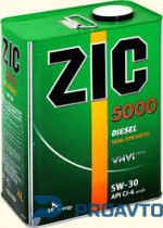 Масло моторное полусинтетическое ZIC 5000 5W-30, 4л
