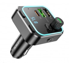 АЗУ с FM-модулятором BOROFONE BC53 Highway PD20W+QC3.0 car BT FM transmitter 18W Black