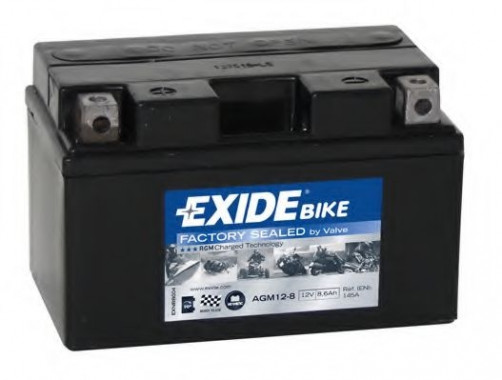 Exide Мото аккумулятор Exide Bike AGM, 12в 8.6а/ч AGM12-8 - Картинка 1
