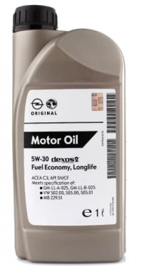 Opel Масло моторное синтетическое Opel Dexos 2 5W-30, 1л, 1942000 - Картинка 1